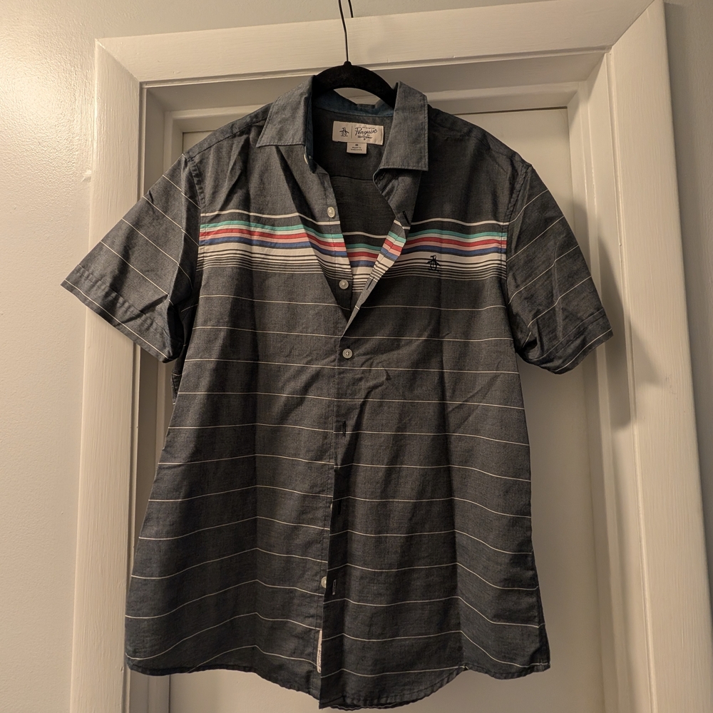Original Penguin Gray Striped Button Down Shirt
